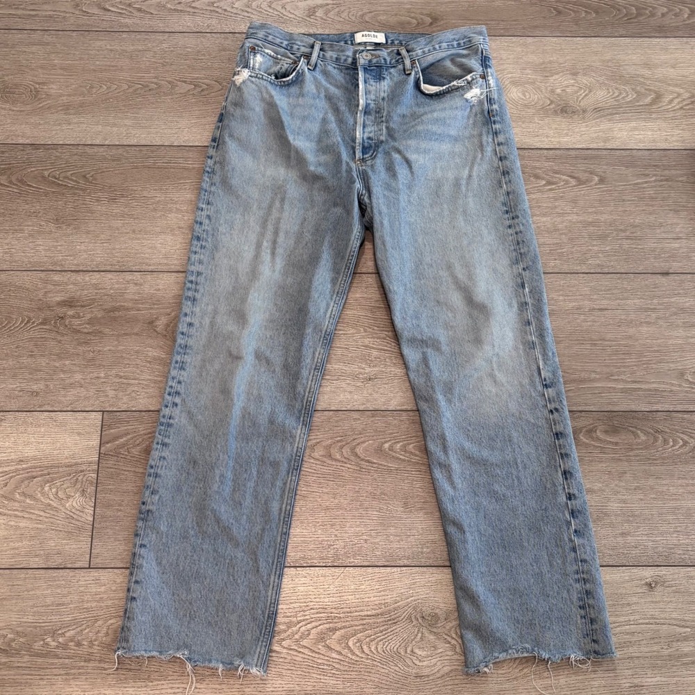 AGOLDE 90's Pinch Waist Jeans Womens 30 Button Fly Distressed Straight Leg
